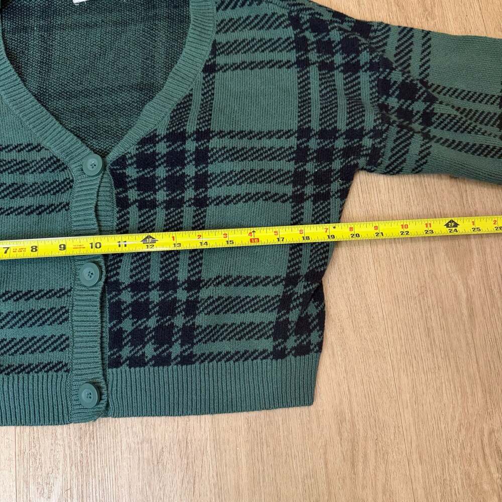 Hollister Green Plaid Button-Front Cardigan Sweater Size L - Picture 3 of 8